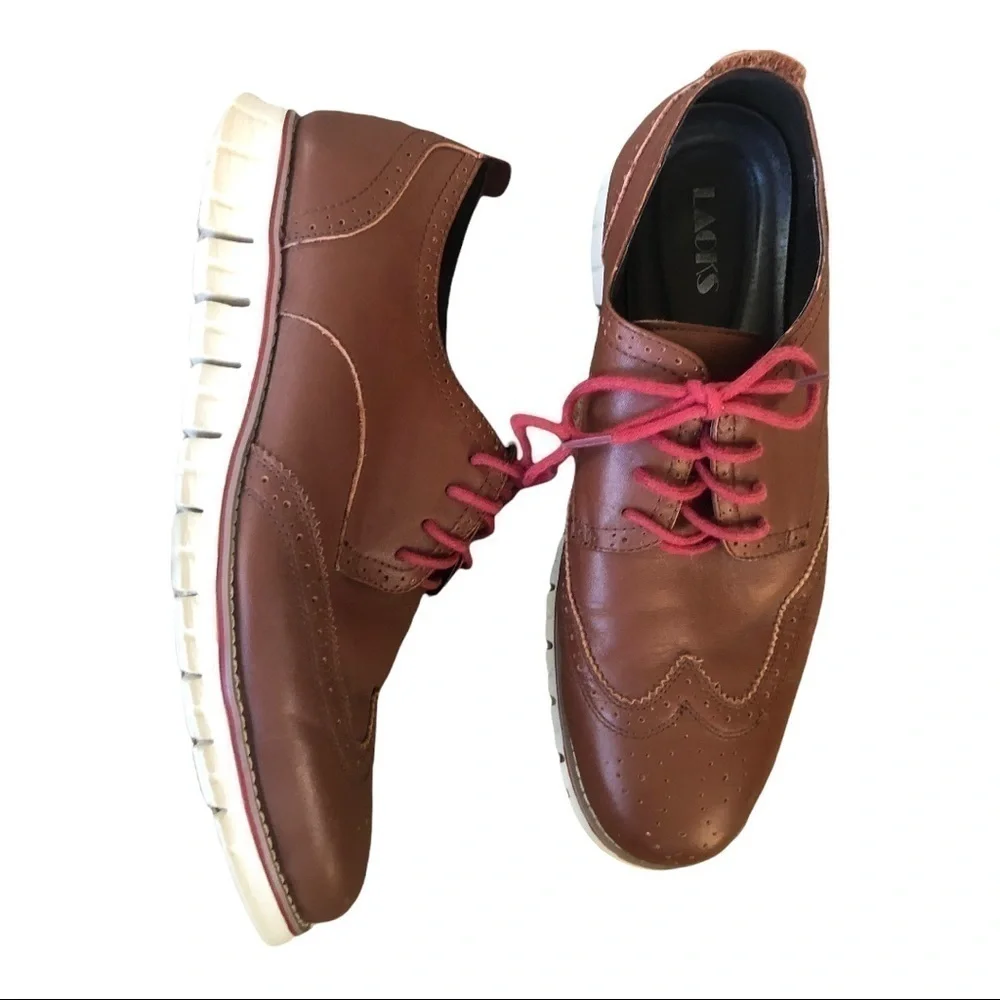 LOAKS wing tip brown leather comfort‎ loafers mens 12